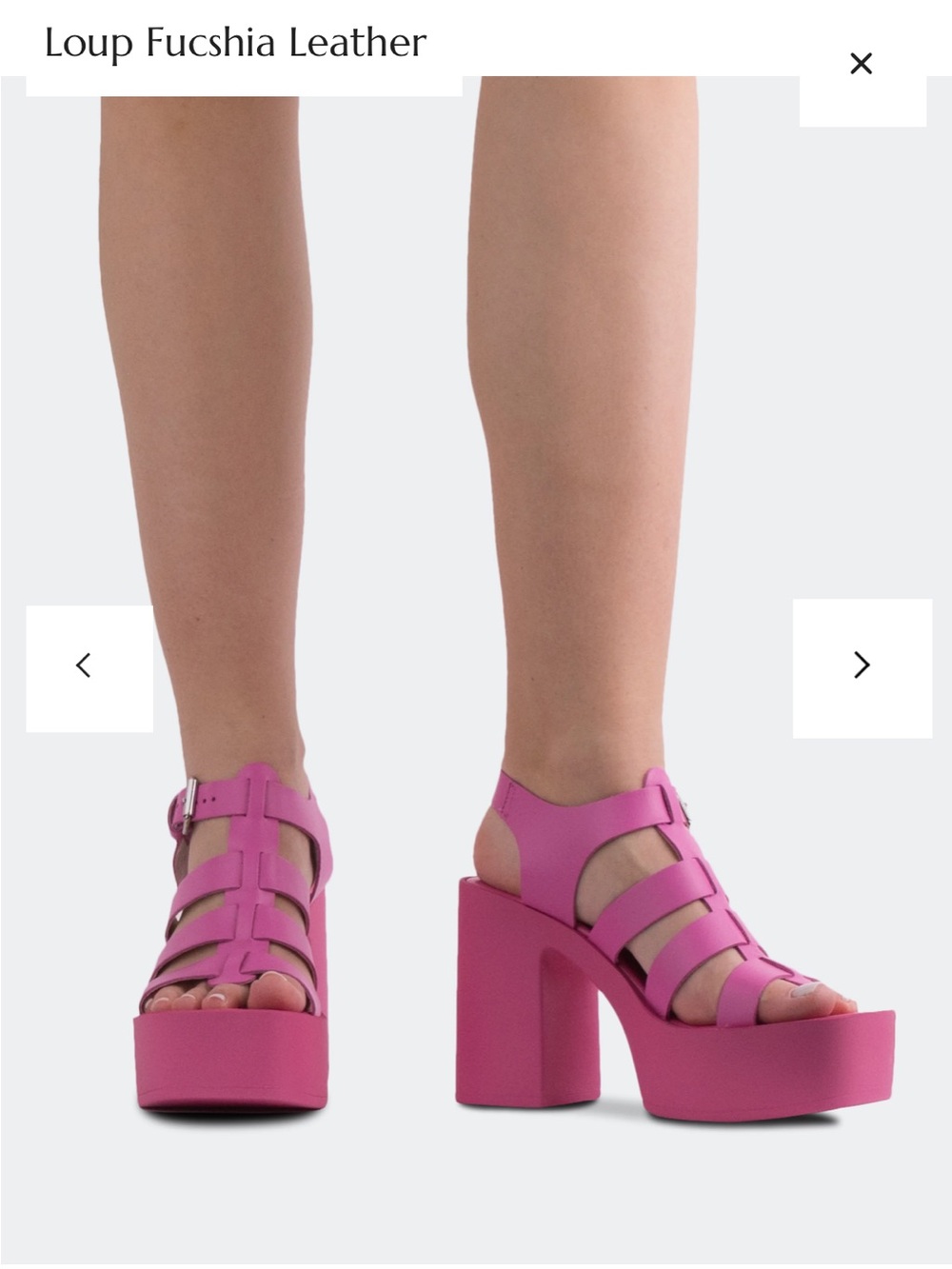Intervalle Loup Fuschia Leather Platform Strappy Sandal New in Box